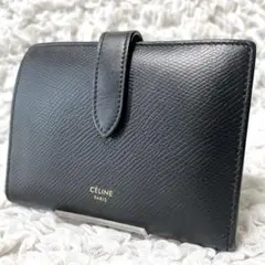 【美品✨】セリーヌ　ミディアム　ストラップウォレット　ブラック セリーヌミディアム ストラップウォレット ブラック レディース