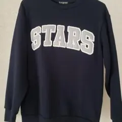 【美品】キッズトレーナー ネイビー STARS 刺繍 160 裏起毛