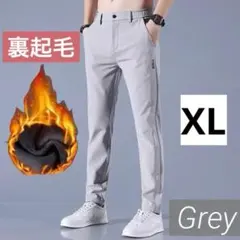 加熱 カジュアル パンツ XL グレー 裏起毛 冬 ズボン ゴルフ 高品質