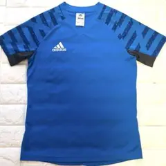 アディダス　adidas 青 Vネック サッカーシャツ　ジュニア150 キッズ