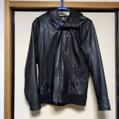 【希少】And A ラムレザー フーデッド ライダースジャケット 黒 S～M