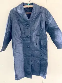 ♪★【傷、汚れあり】チェスターコート レザーコート ロングコート 膝丈 革