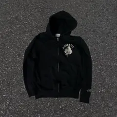 【美品】ACOUSTIC ライオンプリント ジップパーカー 黒 肉厚