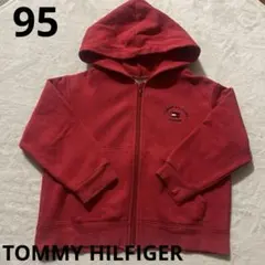 TOMMY HILFIGER 赤 フード付きパーカー 3T カナダロゴ