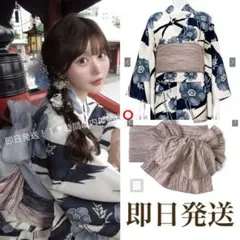 新品 未使用 GRL グレイル ガーベラ浴衣セット[tu1495]帯 グレー 青