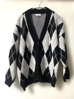 H.Warren アーガイル柄 ニットカーディガン