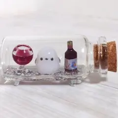 小さなボトルシップ【シマエナガとワイン】レジンハンドメイド