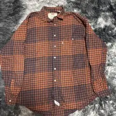 Levi's ヴィンテージ ネルシャツ L オレンジ 黒 チェック 90s