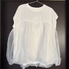 しまむら チュール トップス ホワイト LL