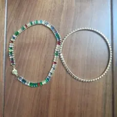 青山デカーボ　お菓子缶用アクセサリーチェーン 　カラフルチェーン＆パール