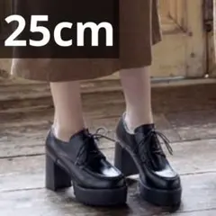 GRL チャンキーヒールレースアップシューズ ブラウン 25cm gd1125