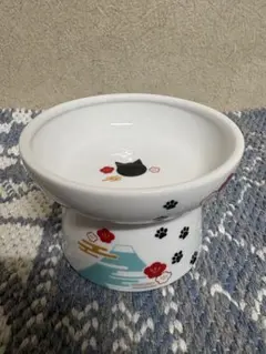 【新品未使用・限定品】猫壱 ハッピーダイニング 脚付フードボウル 富士山 和柄のサムネイル