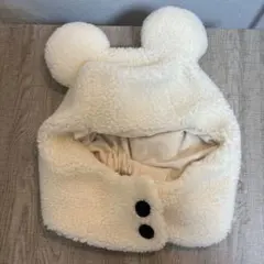 ディズニー　ミッキー　ファンキャップ　white×white