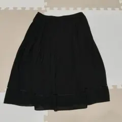 【美品】レディース ブラック プリーツスカート ひざ丈Lサイズのサムネイル