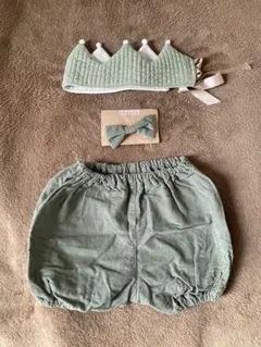 1歳バースデーフォト3点セット(蝶ネクタイ+かぼちゃパンツ+クラウン)