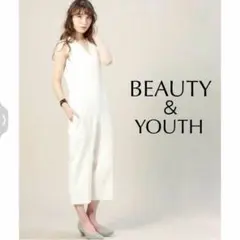 本日限定 BEAUTY&YOUTH ダブルクロス Vネック オールインワン 白
