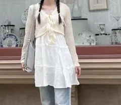 ミニワンピース　リゾートワンピース　白　ホワイト