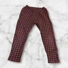 ★デビロック★茶と黒のチェック柄パンツ サルエルパンツ 裏毛130