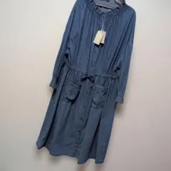 デニム　インディゴ　シャツワンピース３Ｌ
