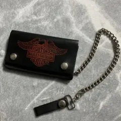 【極美品】ハーレーダビッドソン ミディアムウォレット チェーン レザー ブラック 極美品】ハーレーダビッドソン ミディアムウォレット チェーン レザー