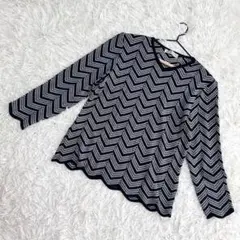 SURE LADY✨良品　透かし編み　ニット　ジグザグ柄　きれいめ　白黒　（M）