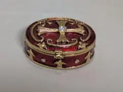 【お買い得】③アクセサリーケース 小物入れ 赤 十字架 ラインストーン