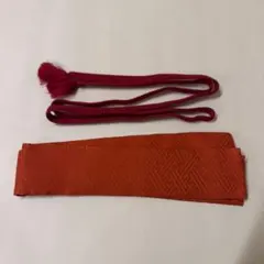 帯揚げ 帯締め セット 朱色 赤 Obijime Obiage Set