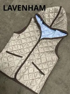 LAVENHAM ラベンハム キルティングベスト LL リバーシブル　茶×水色