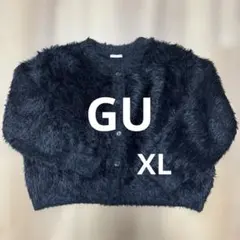 GUシャギーニットカーディガン ブラック XL