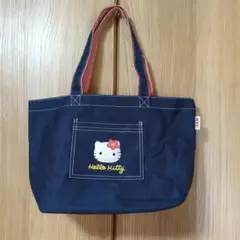 ハローキティ 刺繍 トートバッグ ネイビー KFC