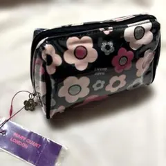 《未使用》マリークワント　ポーチ　デイジー柄　黒　ピンク　ラメ