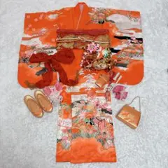 七五三 女の子 着物 セット 7歳用 花柄 はこせこ 草履 帯　バッグ　浴衣