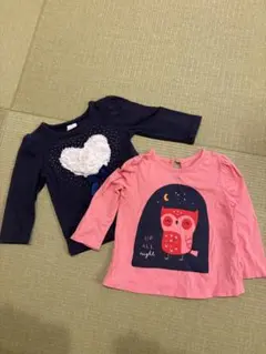 Tシャツ セット　春　秋　保育園　保育園着　長袖　女の子　ハート　ピンク