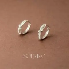 リボン シルバー925ピアス フープピアス つけっぱなし フォーマル 結婚式 ⭐️