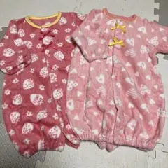 ベビー　ロンパース　カバーオール　苺柄　ハート柄　セット売り　50〜70センチ