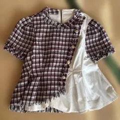 eimyistoire ボタンデザインツイードコンビトップス