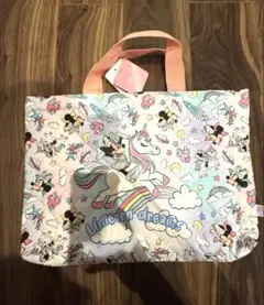 新品未使用　ユニコーンとミニーのトートバッグ　レッスンバック　ディズニー