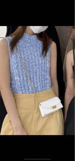 moussy 水色リブ編みノースリーブニット