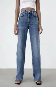 ZARA ワイドレッグフルレングスデニム 34※裾セルフカット済み※