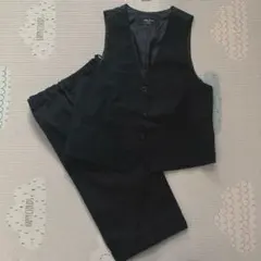 コムサイズム　黒ストライプ フォーマルショートパンツ&ベストセット160