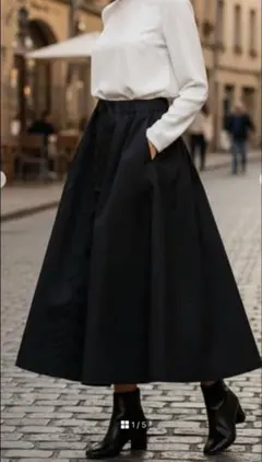 niko and... ボリュームロングスカート 黒