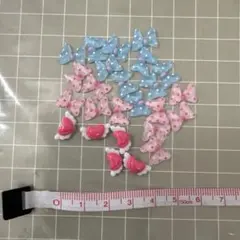 ネイルパーツ 水色 ピンク リボン ハート　まとめ売り　25個セット