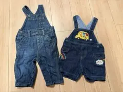 デニムオーバーオール　半ズボン　長ズボン　2点セット
