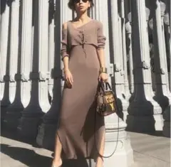 アメリAmeri VINTAGE LACE UP KNIT ONEPIECE