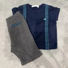 familiar ネイビー 半袖Tシャツ グレーパンツ セット♡