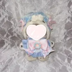 10-12cm ぬい服 スタイ ヘッドドレス ブルー ×ピンク