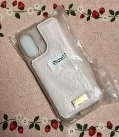 エレガンテ iPhone17ケース ショルダー パウダーピンク 花柄ショルダー