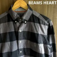 【可愛い◎】BEAMS HEART ブロックチェックシャツ ブラック×グレー