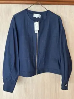 LAKOLE ネイビー ノーカラージャケット M
