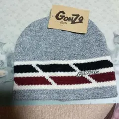 GONZO グレー ニット帽 ストライプ